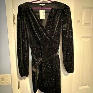 NWT Nine West Black Long Sleeve Dress with Silver Accents